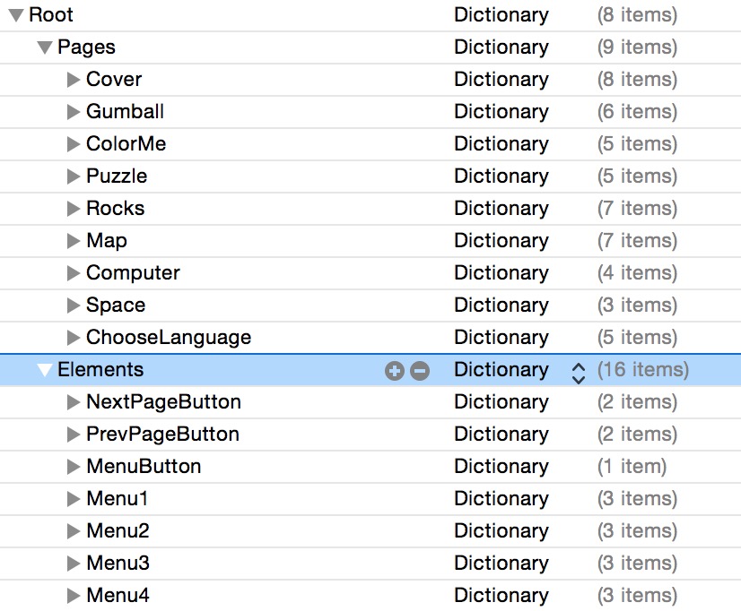 Elements in Root of iOS9 Property List
