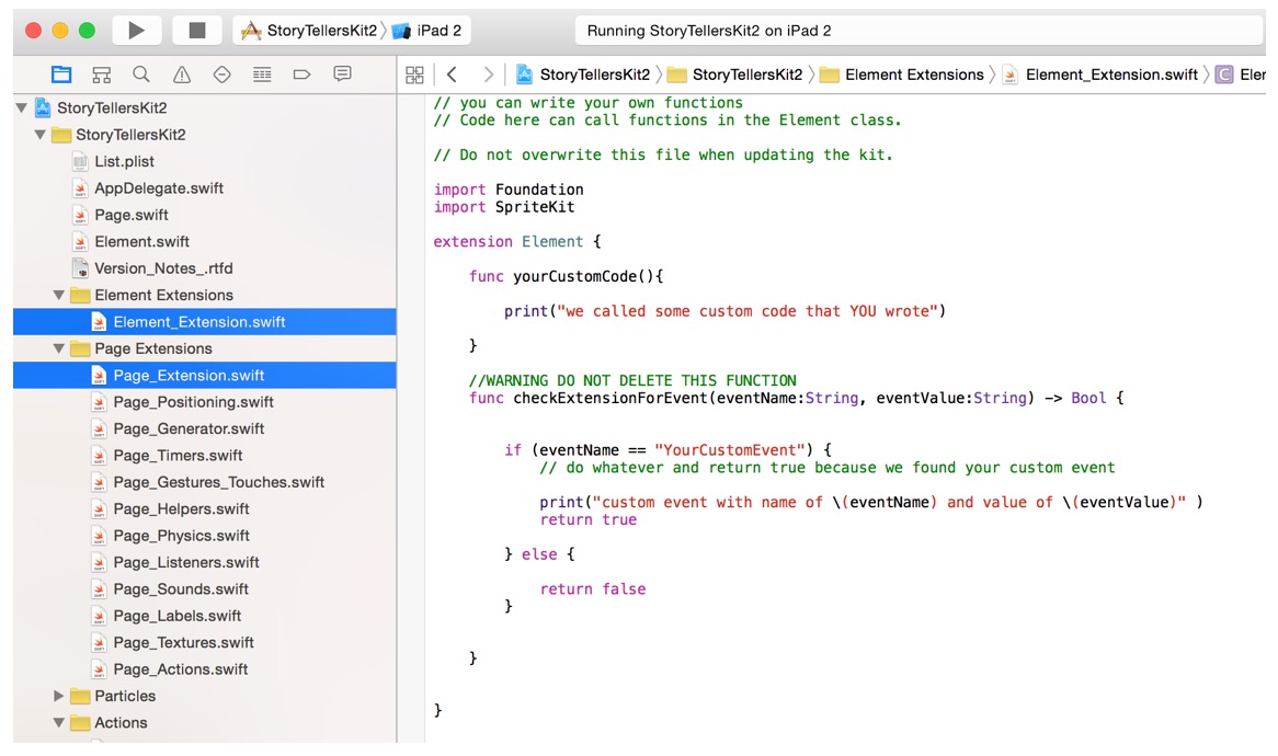 Extending the iOS9 starter kit with your own code