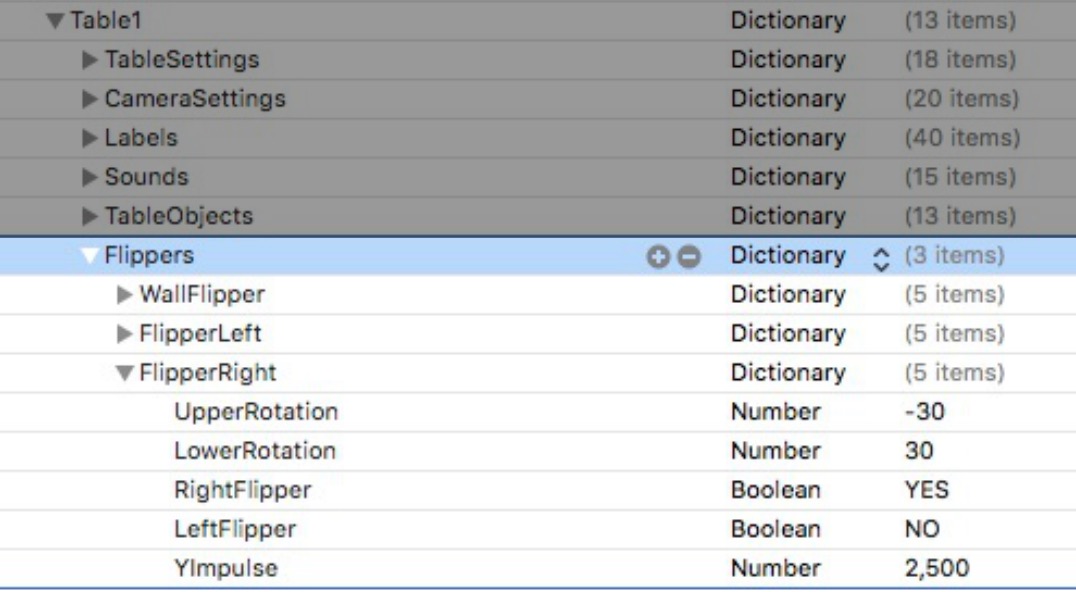 Flipper Settings in the Pinball Games iOS and tvOS Starter Kit