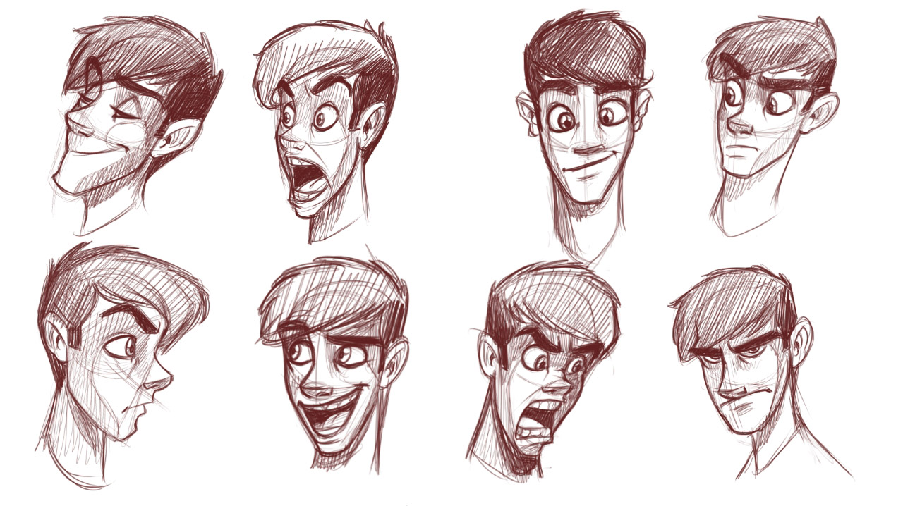 How to draw heads of slim characters