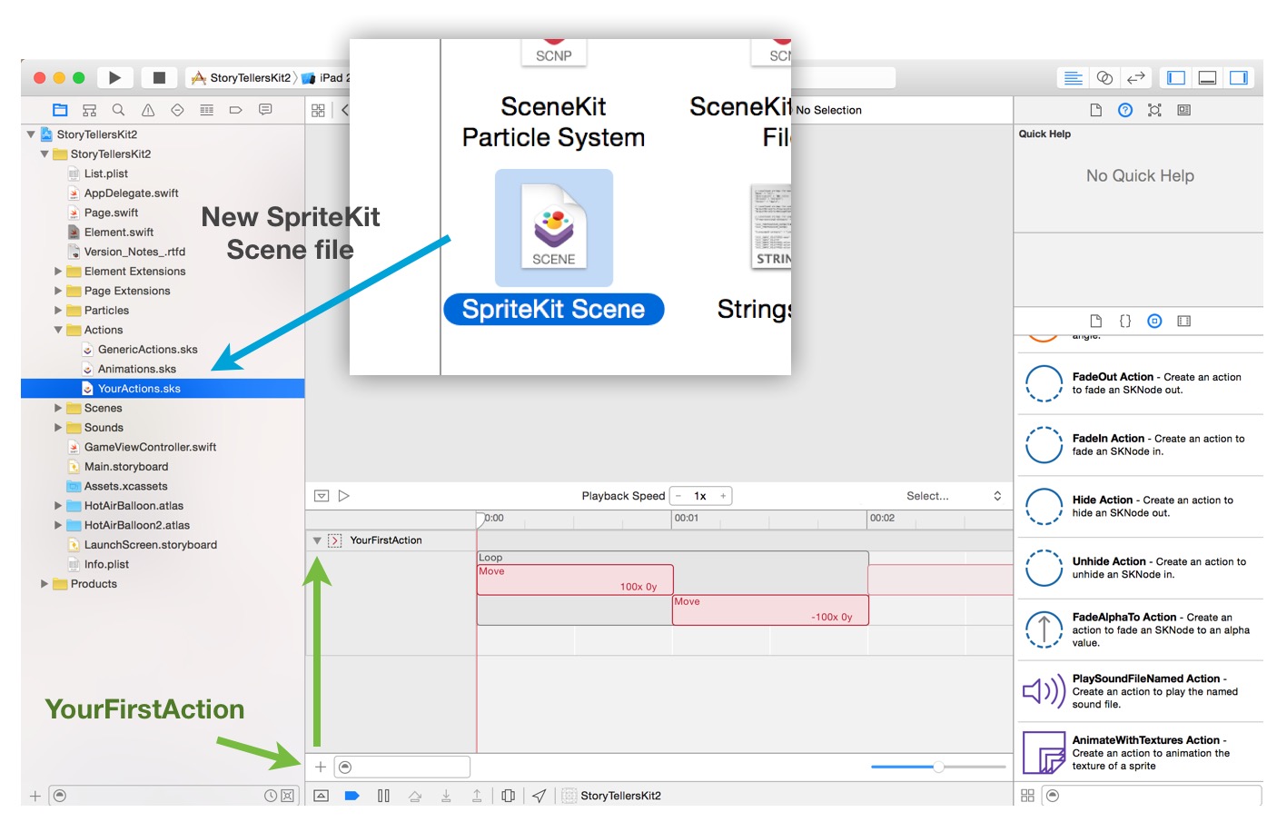 Introduction to Composing SKActions in Xcode 7 and iOS9