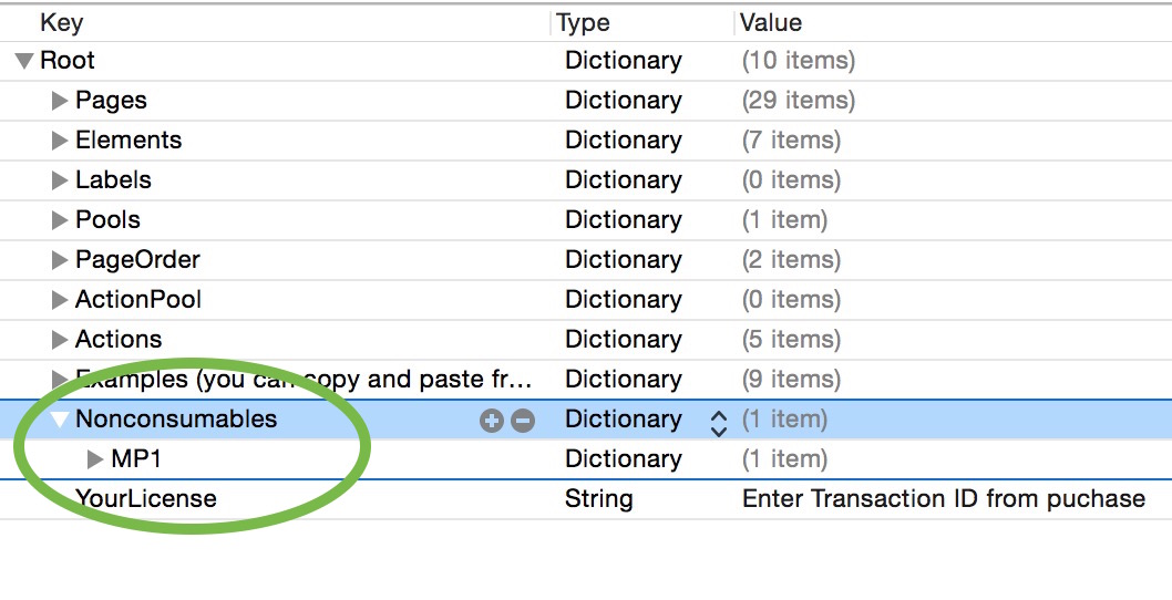 Nonconsumable iOS purchase highlighted