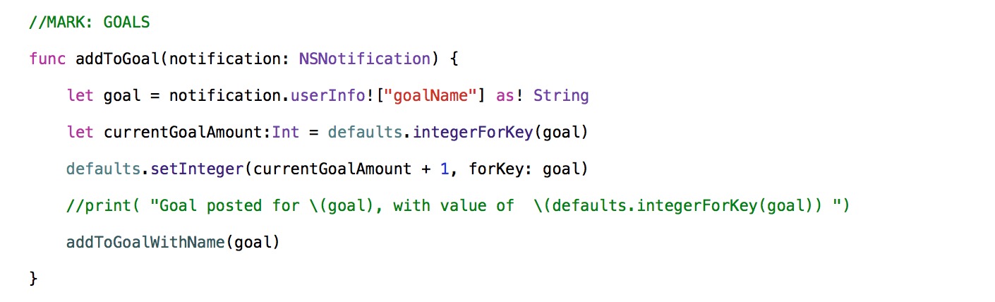 NSUserDefaults and achieving goals