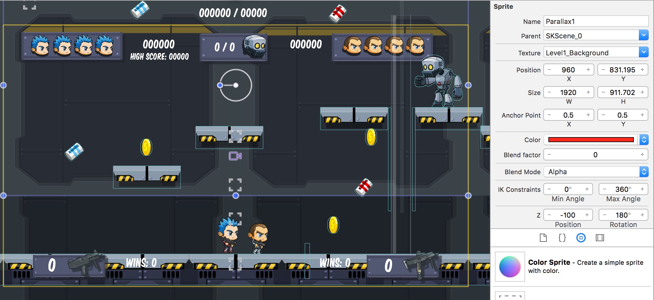 Scene files in the Platform games kit