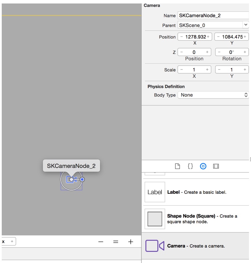 SKCameraNode in iOS9 SpriteKit App
