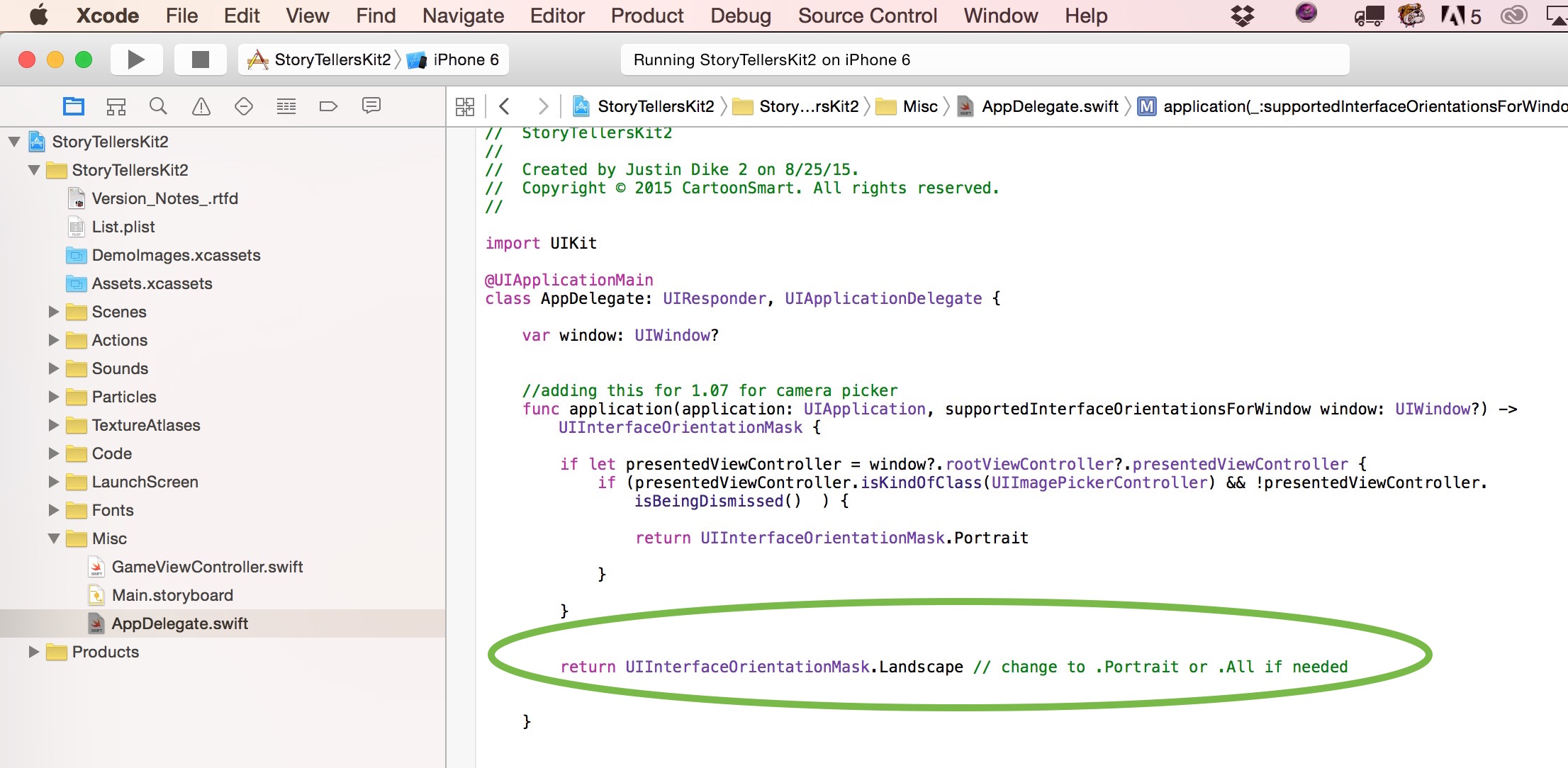 Switching AppDelegate.swift from Landscape to Portrait 4