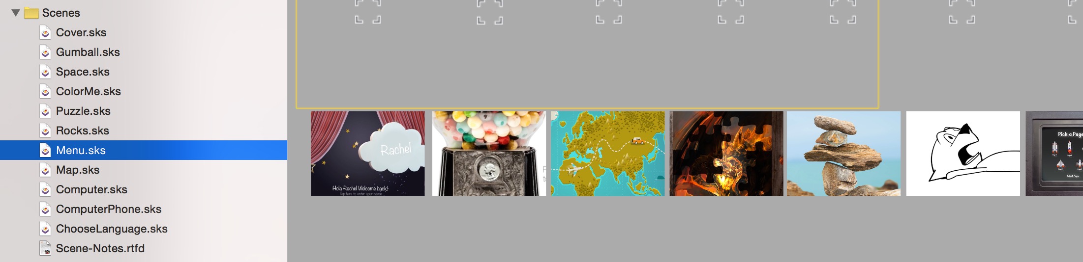Thumbnail Menu is the Childrens book app starter kit