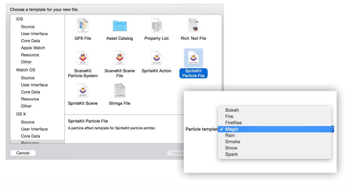 Using pre-made Particle files in place of SKEmitterNodes in SKScene
