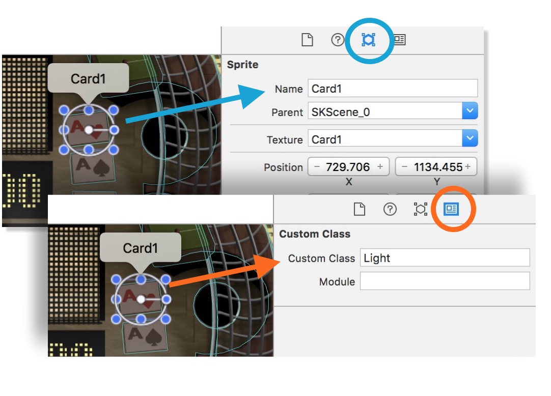 Where to set the Custom Class in Xcode 7
