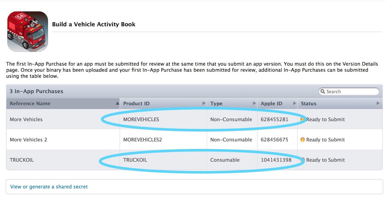 Where to setup In App Purchases 2